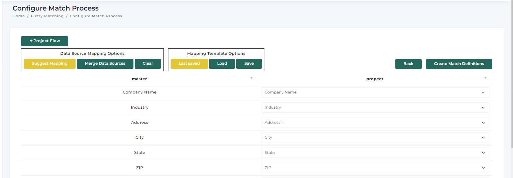 MDP Column Mapping