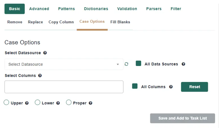 MDP Cleansing Case Options Rule