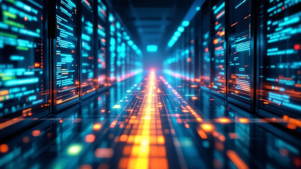 Build vs buy data matching: two diverging paths in a server room representing custom-built and SaaS data matching solutions, with glowing data streams