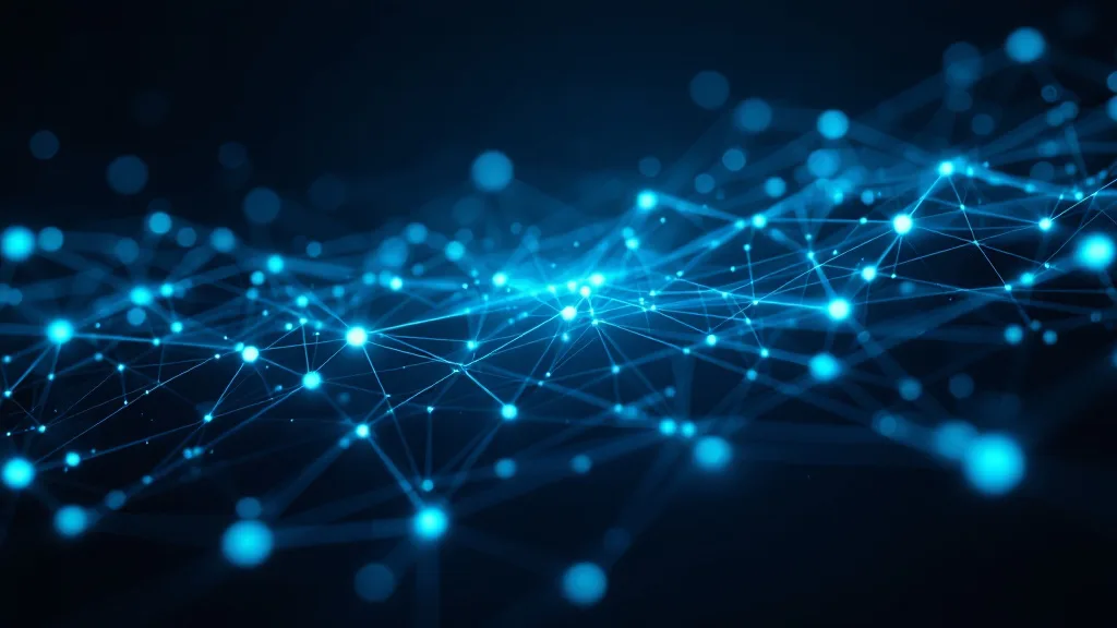 Abstract network graph of glowing nodes and connecting lines representing explainable entity resolution linking records across data systems