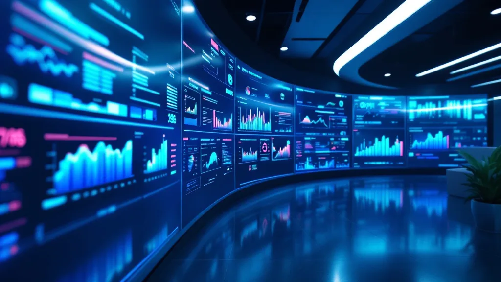 Revenue band scoring model displayed on analytics dashboards in a modern data operations center, illustrating how to map revenue ranges to numeric scores