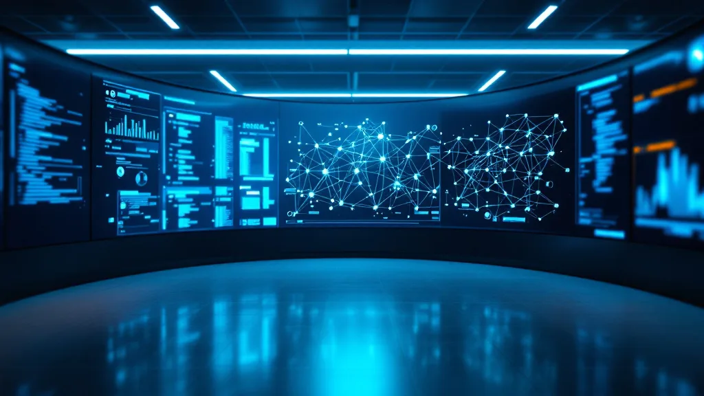 Enterprise entity resolution dashboard showing interconnected identity graph nodes in a deep blue and teal data center environment