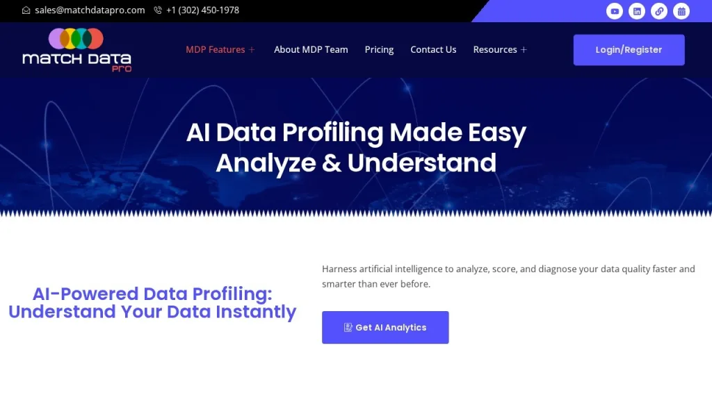 Automated data cleansing hero image showing data quality pipeline automation with AI-powered profiling, deduplication, and standardisation for B2B data teams
