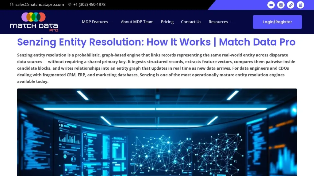 Enterprise entity resolution software connecting fragmented records across multiple data sources into a unified golden record using AI-powered fuzzy matching and graph-based identity resolution