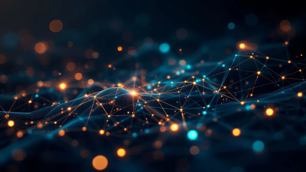Abstract network graph visualization of entity resolution in financial services for KYC, AML, and fraud detection compliance