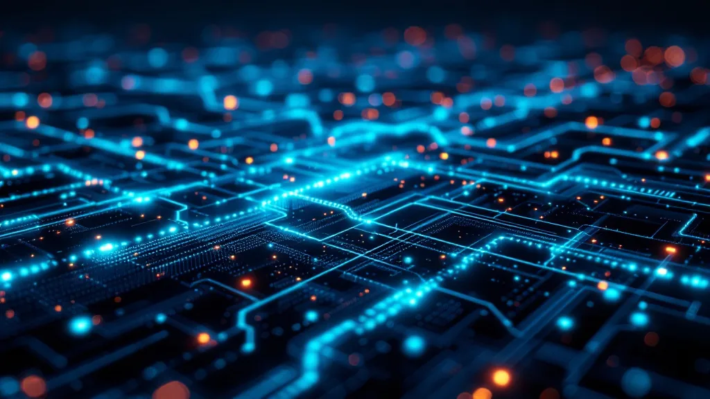 Abstract interconnected data nodes and pipeline conduits representing ERP data quality management and integration workflows