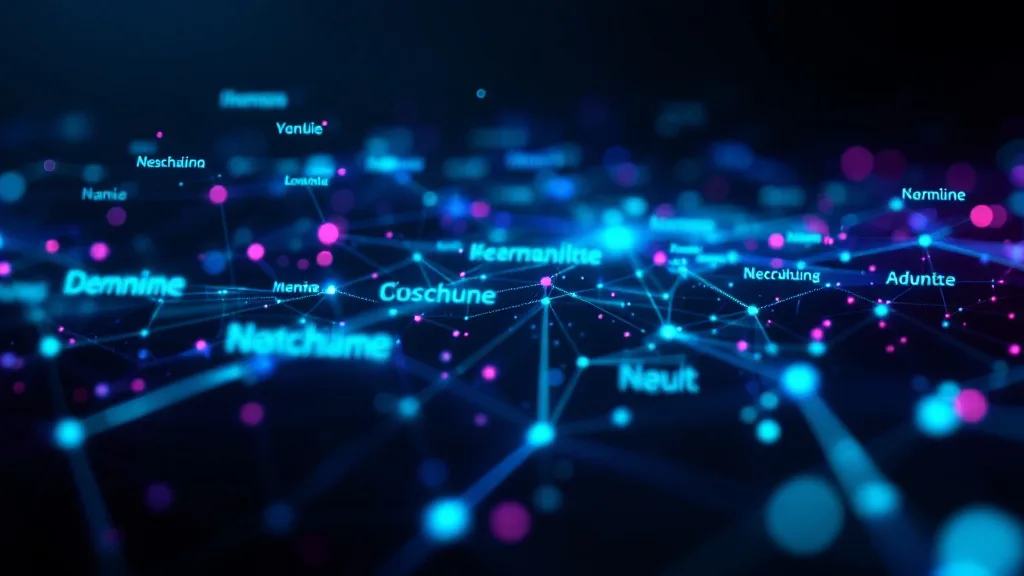 Abstract data visualization showing interconnected identity nodes and name matching connections for fuzzy name matching at enterprise scale