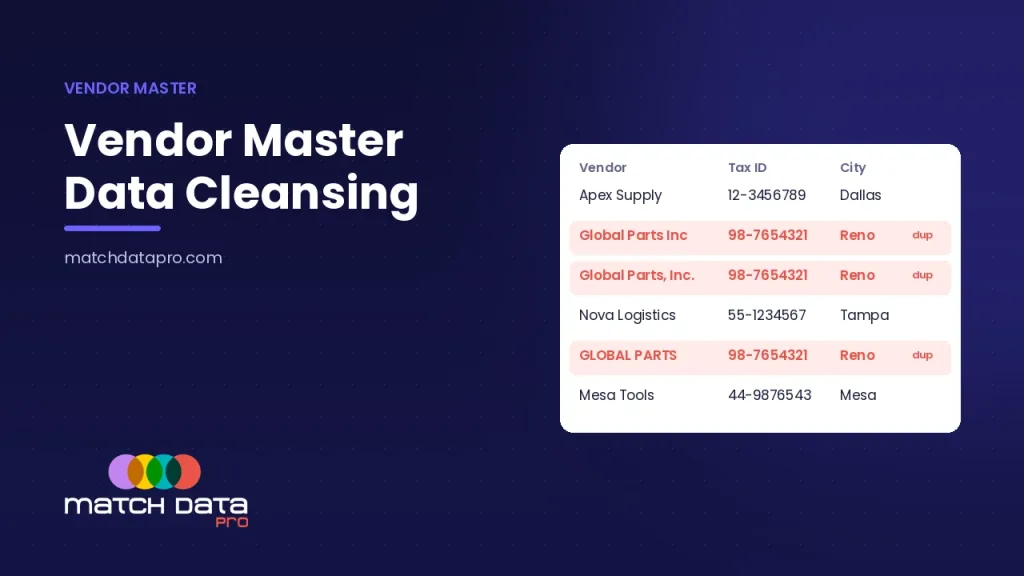Vendor Master Data Cleansing — Match Data Pro